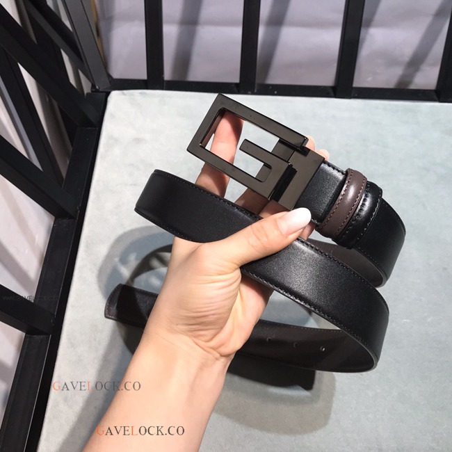 Gucci Belt Black & Brown Napa Upgraded Leather Black Buckle